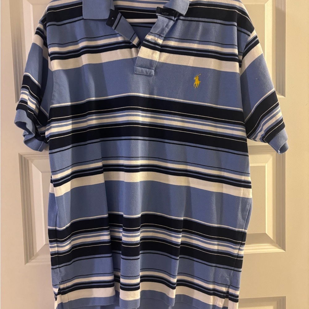 Ralph Lauren Men's Blue and Black Striped Polo